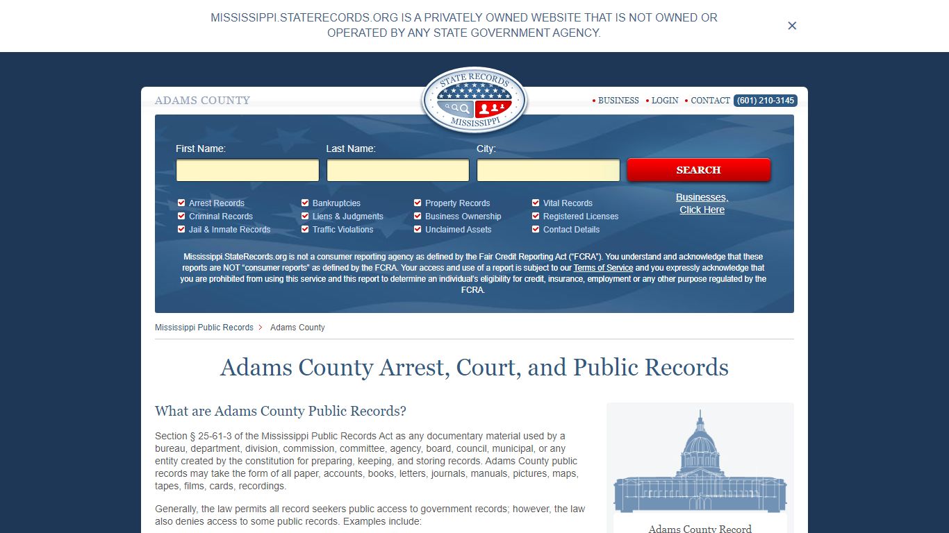 Adams County Arrest, Court, and Public Records